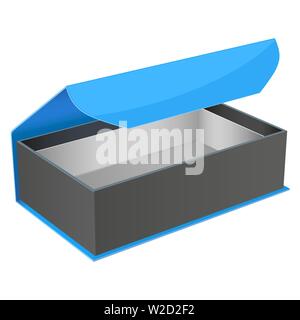 Blue and black gift box. Open jewelry box with magnetic clasp. Vector illustration isolated Stock Vector