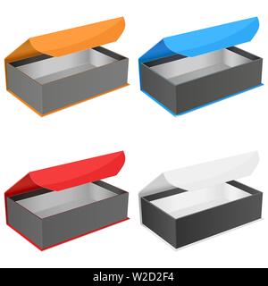 Gift box collection. Open jewelry boxes with magnetic clasp. Vector illustration isolated Stock Vector
