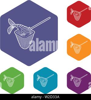 Fishing net icons vector hexahedron Stock Vector