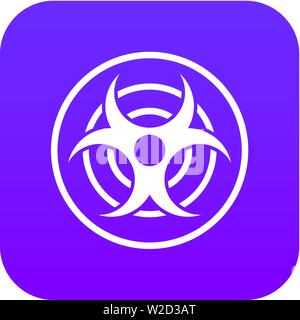 Sign of biological threat icon digital purple Stock Vector
