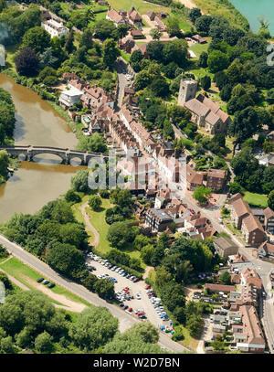 An overhead shot of the historic village of Aylesford, Kent, South East England,UK Stock Photo