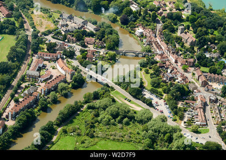 An overhead shot of the historic village of Aylesford, Kent, South East England,UK Stock Photo