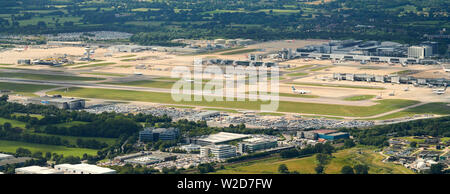 An aerial view of Gatwick Airport, South East England, UK Stock Photo