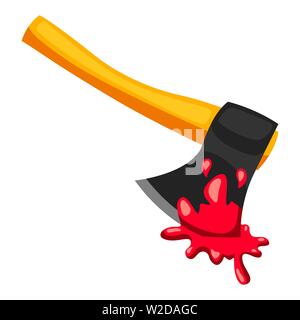 Happy halloween illustration of ax with blood. Stock Vector