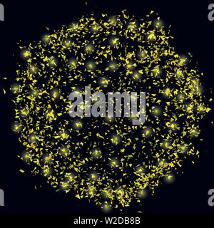 Exploded sphere of many yellow triangles. Vector illustration Stock Vector