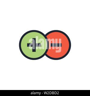 Positive & Negative, True or False Images or Plus and Minus Stock Vector