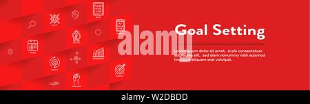 Smart Goals - Goal Setting Icon Set and Web Header Banner Stock Vector