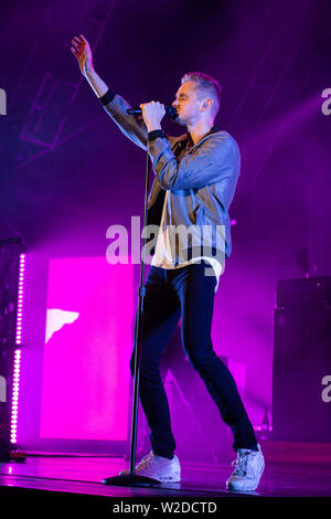 Keane perform live at the 2019 Cornbury Festival, Great Tew, Oxfordshire. Keane are an English rock band from Battle, East Sussex, formed in 1995 Stock Photo