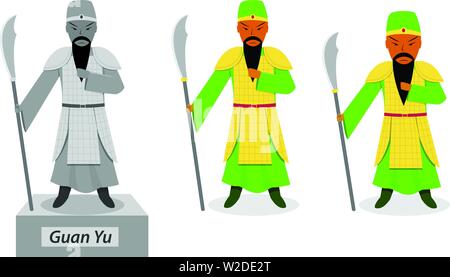 Guan yu - Chinese warrior isolated on white vector art Stock Vector