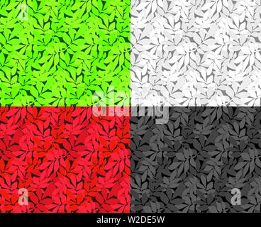 Seamless foliage and leaf pattern in flat, vector art Stock Vector