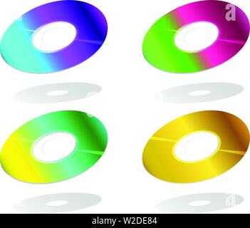 Perspective, CD disk isolated on white, vector art design Stock Vector