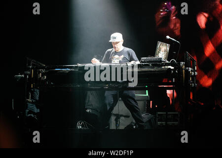 Roskilde, Denmark. July 07th, 2019. The American hip hop group Cypress Hill performs a live concert during the Danish music festival Roskilde Festival 2019. Here DJ Muggs is seen live on stage. (Photo credit: Gonzales Photo - Malthe Ivarsson). Stock Photo