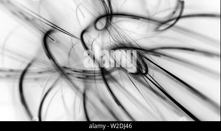 Dark matter and energy curves in space, black and white abstract intensity map, 3D rendering Stock Photo
