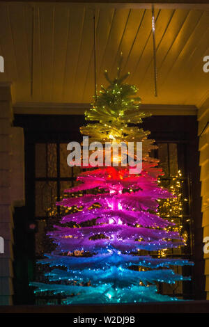 Beautiful outdoor Christmas lights every year decorating houses in Auckland, New Zealand. Stock Photo