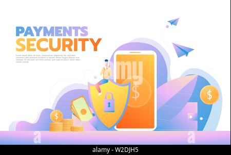 Cyber security concept with characters. Can use for web banner, infographics, hero images. Flat isometric vector illustration. Stock Vector