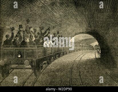 'Trial Trip on the Underground Railway, 1863', (c1876). Creator: Unknown. Stock Photo