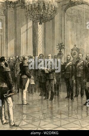 'Versailles, 1871: Proclaiming King William Emperor of Germany', 1890.   Creator: Unknown. Stock Photo