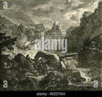 'The Death of Roland at Roncesvalles', (778AD), 1890.   Creator: Unknown. Stock Photo