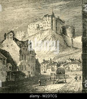 'Edinburgh Castle, from the King's Mews, 1825', (1890).   Creator: Unknown. Stock Photo