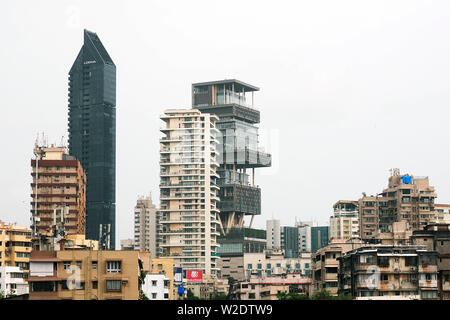 VIEW OF ANTILLA AND LODHA ALTAMOUNT, VERY EXPENSIVE REAL ESTATE IN ...