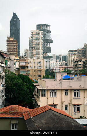 VIEW OF ANTILLA AND LODHA ALTAMOUNT, VERY EXPENSIVE REAL ESTATE IN ...