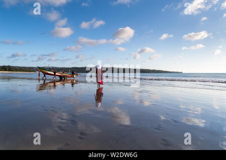 beautiful beach at dusk in Bali, a famous resort, Indonesia Stock Photo