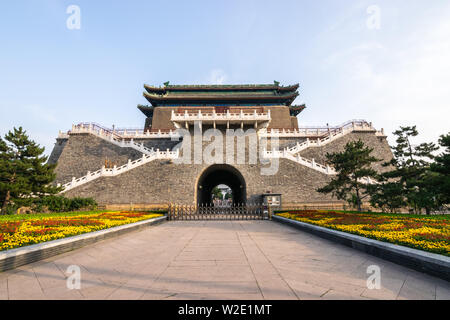 The ancient traditional Chinese Arrow Tower, as known as Archery tower, or Jian Lou in Chinese located at Zhengyangmen or Qianmen  in Beijing, China. Stock Photo