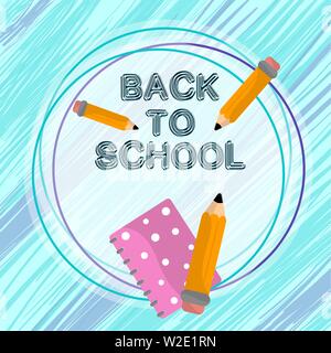 Back to school image with text on a blue watercolor background- Vector Stock Vector