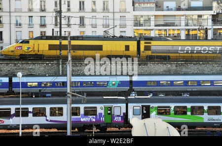 trains traffic near Lyon railway station, Paris, France Stock Photo