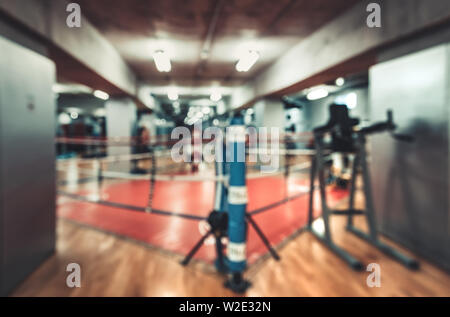 abstract blur interior Empty hall for boxing in the gym Stock Photo
