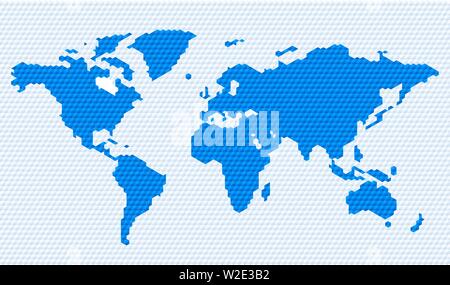 Vector illustration. Hexagonal restricted world map image in blue tones. Stock Vector