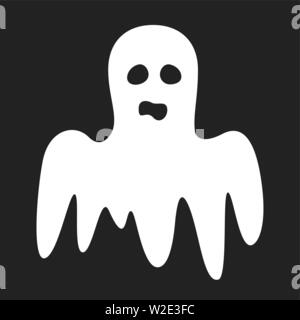 Vector illustration of scared phantom icon. Classic white phantom ghost. Stock Vector
