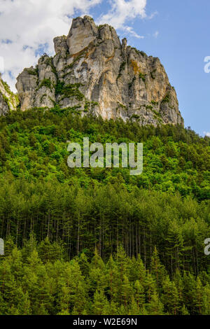 Rock formation, Sabliere village, commune Gorges du Tarn, Department Lozère, Occitanie, France. Stock Photo