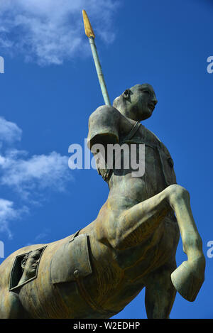 Bronze art exhibit 'Centauro' by Polish artist Igor Mitorja in the Forum, Pompeii, Italy, Europe. Stock Photo