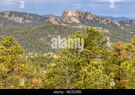 View of Mount Rushmore National Memorial and Surrounding Landscape From Custer State Park in South Dakota, USA Stock Photo