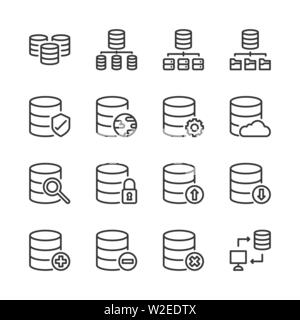 Database system icon set.Vector illustration Stock Vector