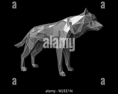 Low poly wolf portrait. Abstract polygonal 3d illustration Stock Photo