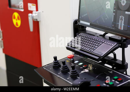 Computer controlled industrial x-ray inspection system. Selective focus. Stock Photo