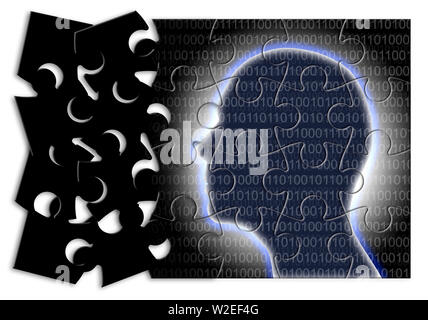 Futurustic artificial intelligence - concept image in jigsaw puzzle shape Stock Photo