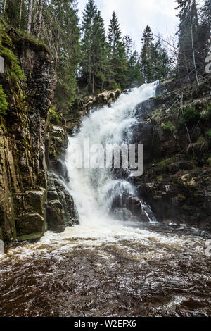 Kamienczyk Waterfall in Karkonosze National Park in Poland Stock Photo