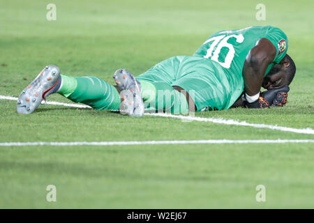 Suez, Egypt. 08th July, 2019. Soccer: Africa Cup, Mali - Côte d'Ivoire, knockout round, round of sixteen: Malis Djigui Diarra reacts after the final whistle. Credit: Oliver Weiken/dpa/Alamy Live News Stock Photo