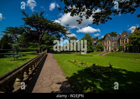 Insole Court, a Grade II listed Victorian Gothic mansion in Cardiff, pictured July 2019. Stock Photo