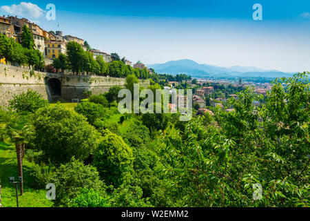 Bergamo city panorama from Citta Alta Old Town, Italy Stock Photo