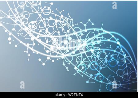 Structure molecule and communication. Dna, atom, neurons. Scientific concept for your design. Connected lines with dots. Medical, technology Stock Vector