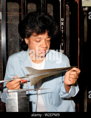 NASA Staff Dr.Darden, Mach 3 Sonic Boom Model Wind Tunnel Stock Photo