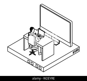technology networking and global marketing in black and white Stock Vector