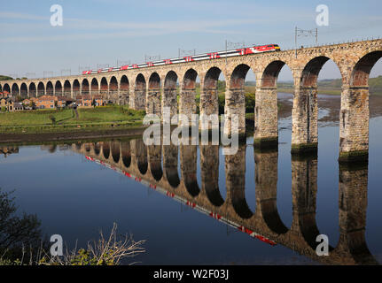 A class 91 heads over the Royal Border Bridge at Berwick upon Tweed with a London Kings Cross service. Stock Photo