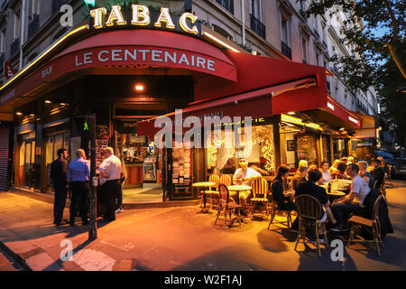 Cafe Le Centenaire is typical French cafe located near the Eiffel tower in Paris, France. Stock Photo