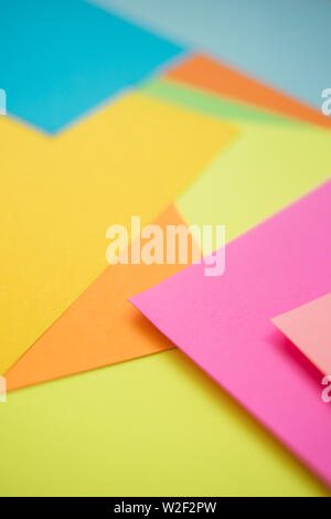 Colorful paper sheets as background, side view. Stock Photo