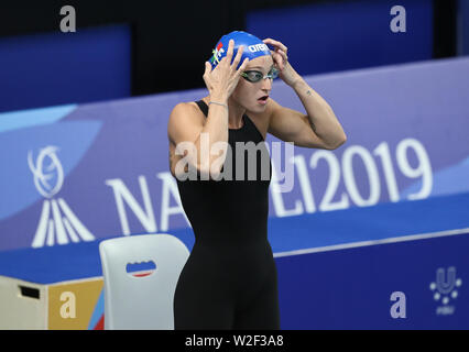 Scandone Pool, Naples, Italy. 8th July, 2019. 30th Summer Universiade Competition day 5; Women's 200m Breaststroke, Francesca Fangio (ITA) Credit: Action Plus Sports/Alamy Live News Stock Photo